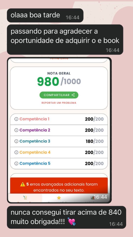 Depoimento de aluna: de 840 para 980