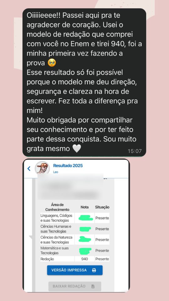 Depoimento de aluna: 940 no ENEM na primeira prova
